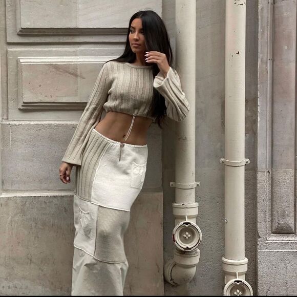 Zara Co-Ord Set Skirt And Sweater Patchwork New - Picture 7 of 9